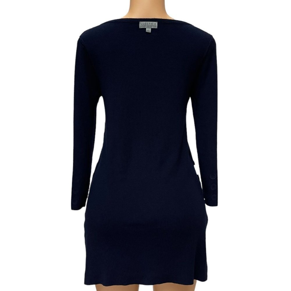 Joseph A Women Pullover Sweater Navy Blue Boat Neck Bronze Tone Eyelets NWOT - Picture 8 of 10